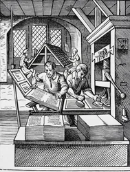 Interior de una imprenta del siglo XVI, según un grabado de Jost Amman (1539-91)